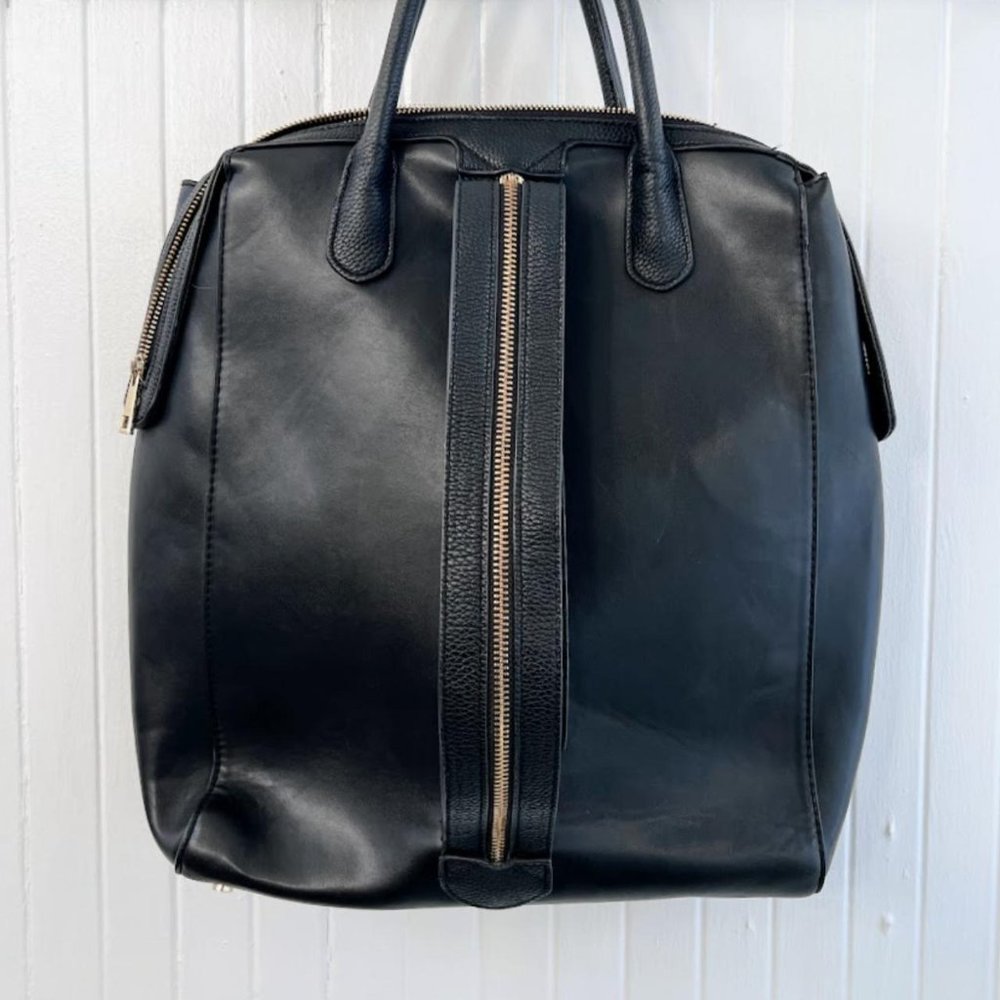 Target Black Leather Backpack With Tech Laptop Sl… - image 2